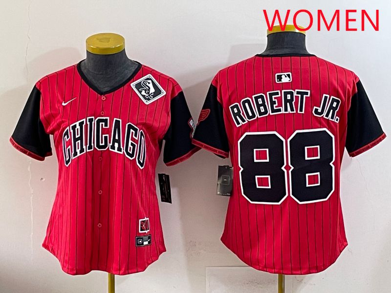 Women 2025 Chicago White Sox #88 Robert jr Red Joint Name Nike MLB Jersey style 29